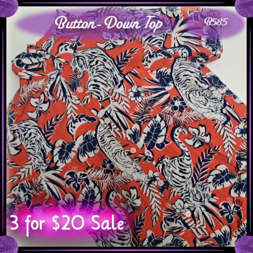 Tropical Orange Short-Sleeve Button-Down Shirt